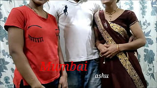 Mumbai fucks Ashu and his sister-in-law together. Clear Hindi Audio.